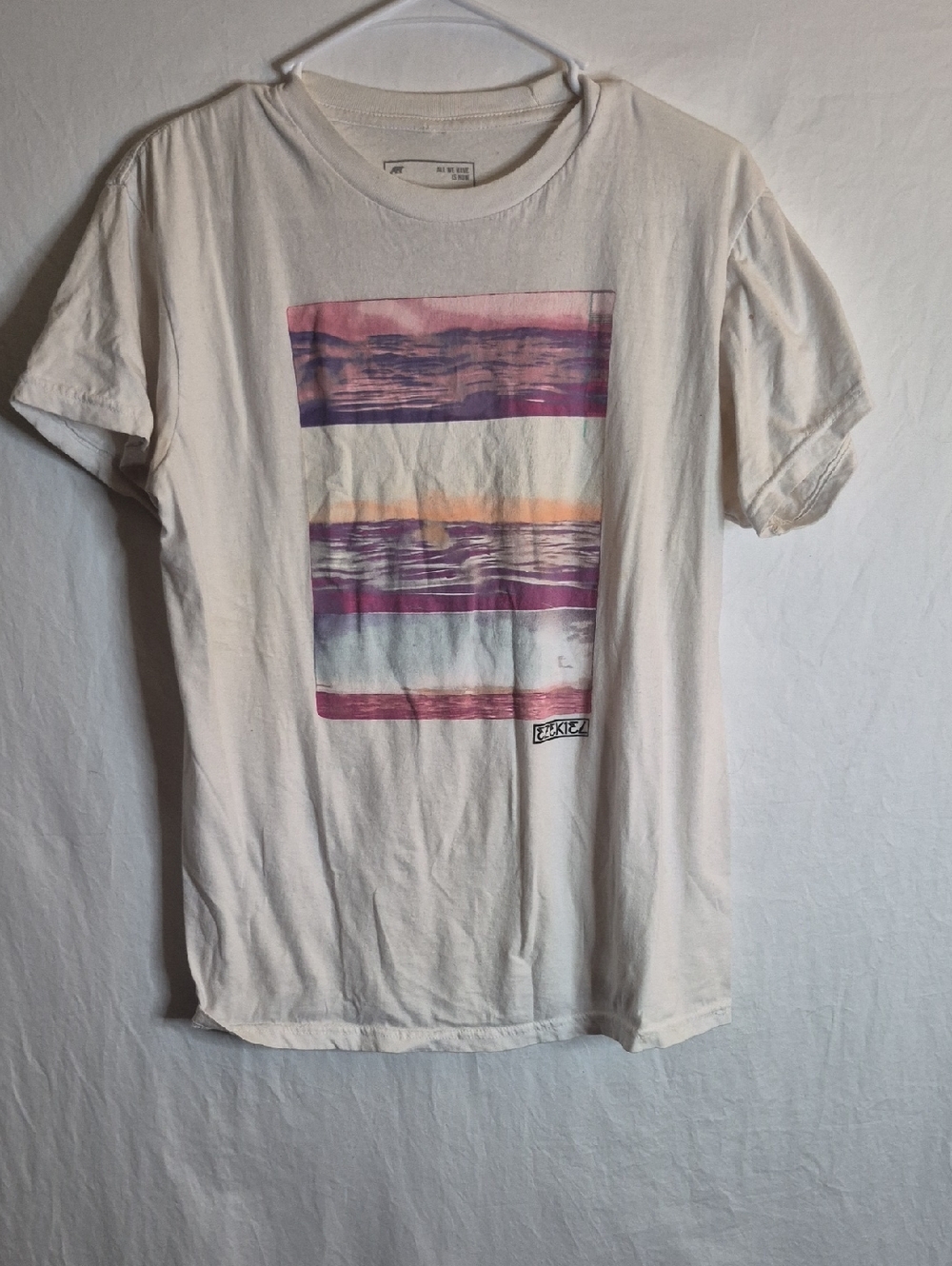 Ezekiel Cream Short-Sleeve Graphic Tee with Pink & Purple Sunset Panel
